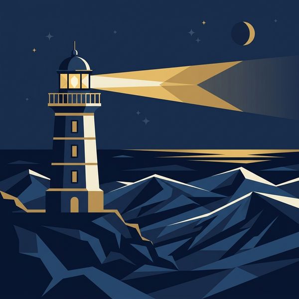 A jagged gold line spiking wildly on a navy background that settles into a calm, steady line on the right.
